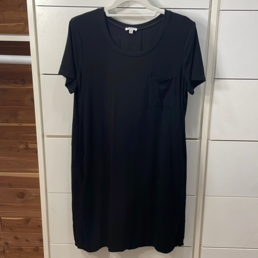Splendid Black T-Shirt Dress Size M Pocket Casual Mini